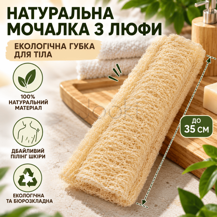 Натуральна мочалка з люфи до 35 см., екологічна губка для тіла