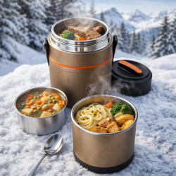 Термос для еды LunchKing 1,9 л с двумя стальными контейнерами.