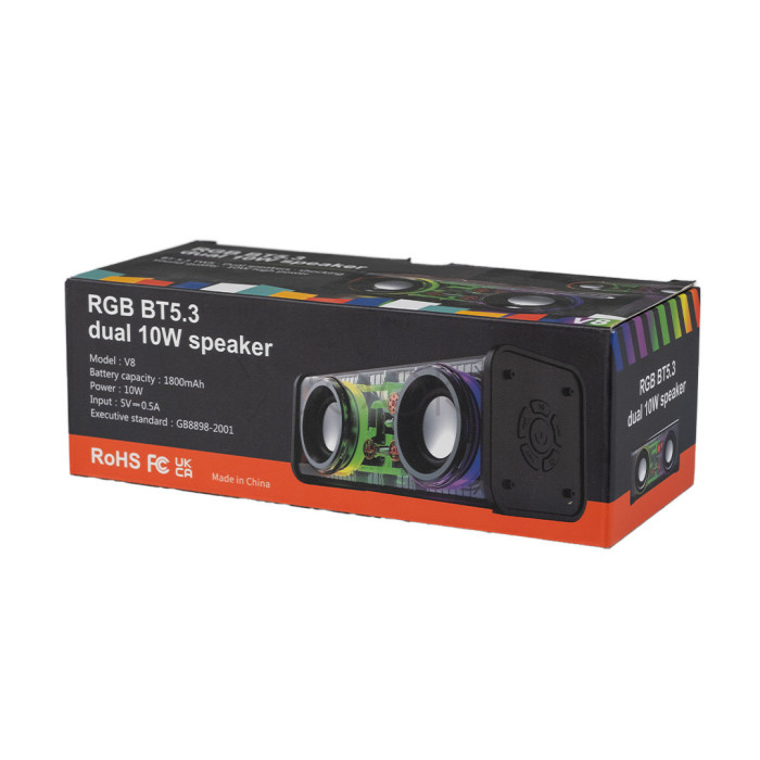 Колонка портативна V8 BT/TF/USB/TWS 10 Вт чорна V8B  Jooki