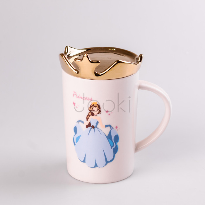 Чашка керамічна Princess 400мл з кришкою Білий Зручність і стиль Jooki