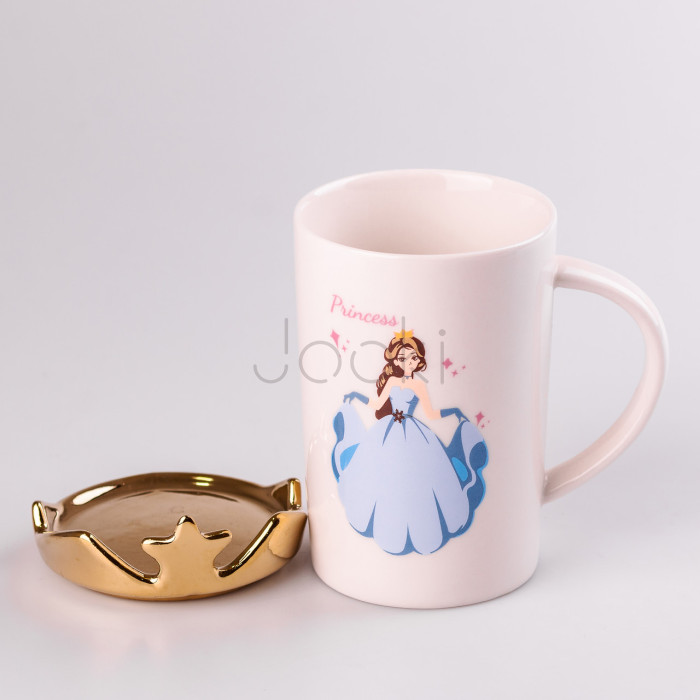 Чашка керамічна Princess 400мл з кришкою Білий Зручність і стиль Jooki