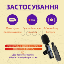Петличні мікрофони набір з 2 шт K9 для iOS и Android, чорний HP176091  Jooki