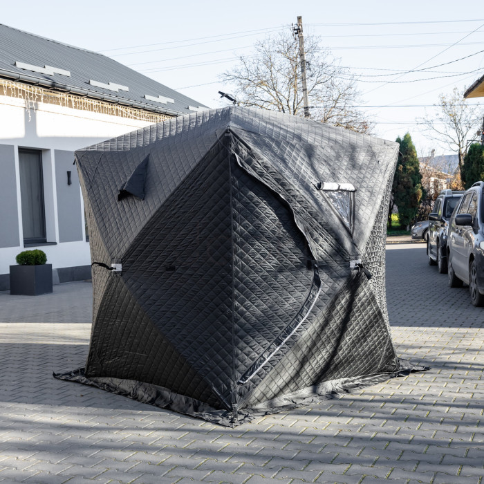 Палатка зимняя утепленная "Куб" (3-х местная 210х210х210), Зимняя палатка для рыболова туризма кемпинга и путешествий Черная LU-BD18B Функциональность Jooki