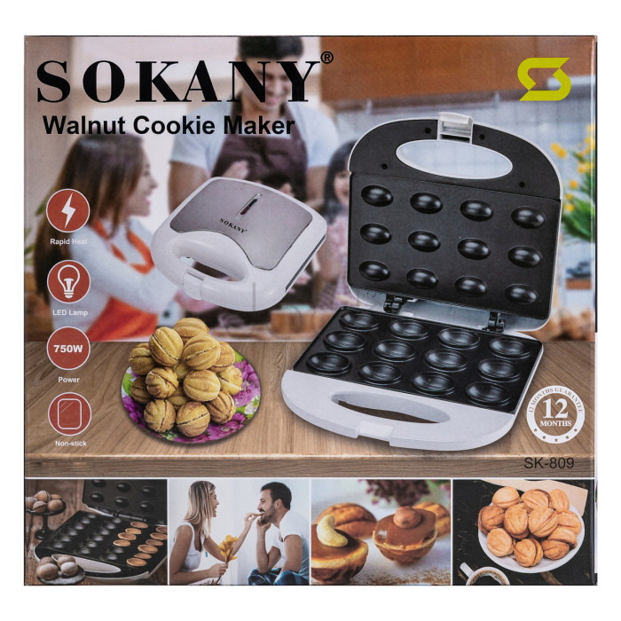 Орешница Sokany SK-809 на 12 орешков с антипригарным покрытием 750 Вт Надежный выбор Jooki