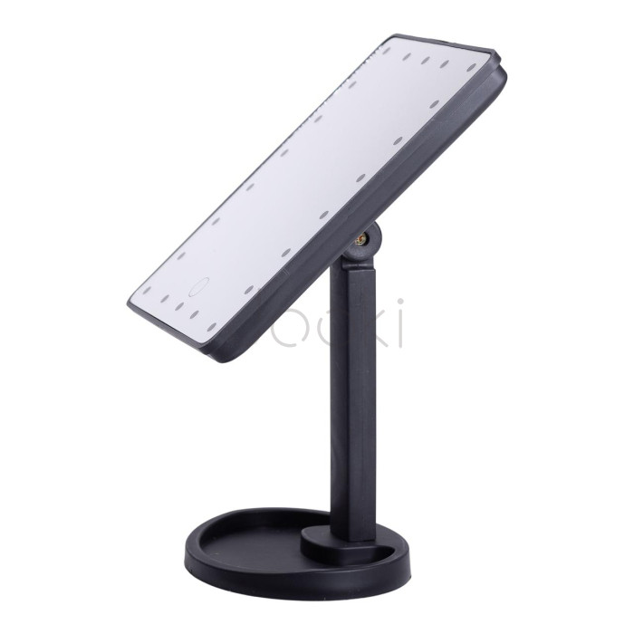 Настольное зеркало с подсветкой 22 LED для макияжа 21х16 см прямоугольное на ножке USB Черное  Всегда под рукой 