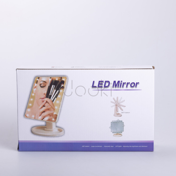 Настольное зеркало с подсветкой 22 LED для макияжа 21х16 см прямоугольное на ножке USB Черное  Всегда под рукой 