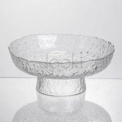 Фруктовница на ножке Ice Textured 20 см с ледяной текстурой стекла Yiwu HP-34-89
