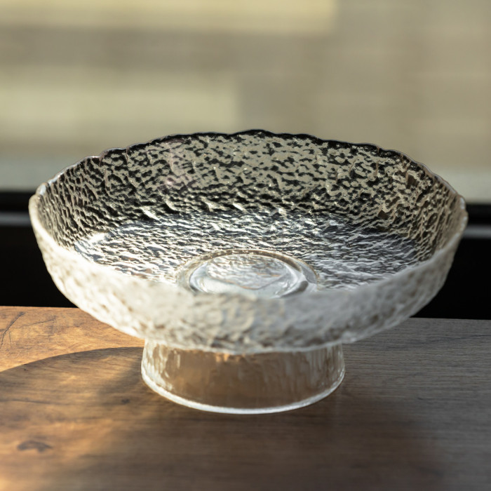 Фруктовница на ножке Ice Textured 20 см с ледяной текстурой стекла Yiwu HP-34-89 Проверенное качество Jooki