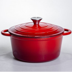 Кастрюля чугунная эмалированная 4 л, красный Yiwu HP-FLG-1 RED Продумано до деталей 