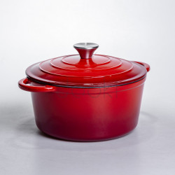 Кастрюля чугунная эмалированная 4 л, красный Yiwu HP-FLG-1 RED Продумано до деталей 