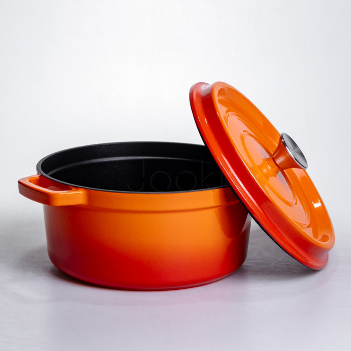 Кокотница чугунная эмалированная 4,5 л, оранжевый Yiwu HP-FLG-4 ORANGE  Jooki