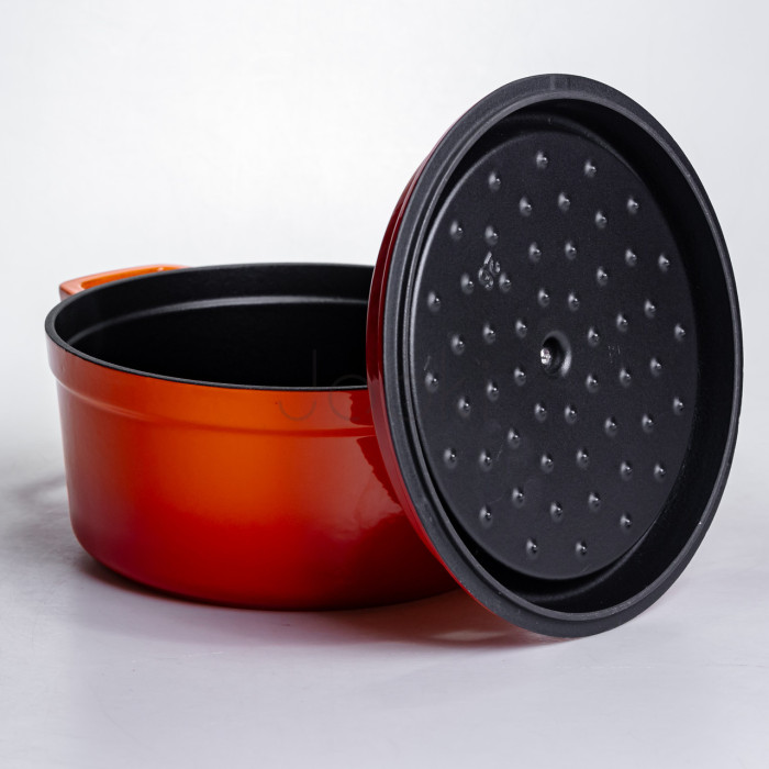 Кокотница чугунная эмалированная 4,5 л, оранжевый Yiwu HP-FLG-4 ORANGE  Jooki