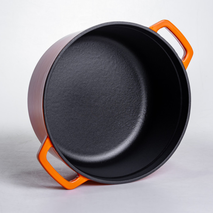 Кокотница чугунная эмалированная 4,5 л, оранжевый Yiwu HP-FLG-4 ORANGE  Jooki