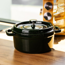 Кокотница чугунная эмалированная 2,5 л, малахит HP-FLG-9 green  Jooki