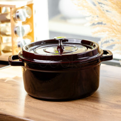 Кокотница чугунная эмалированная 4,5 л, бургунди Yiwu HP-FLG-11 burgundy Продумано до деталей 