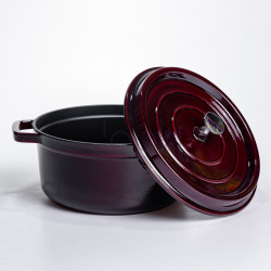 Кокотница чугунная эмалированная 4,5 л, бургунди Yiwu HP-FLG-11 burgundy Продумано до деталей 