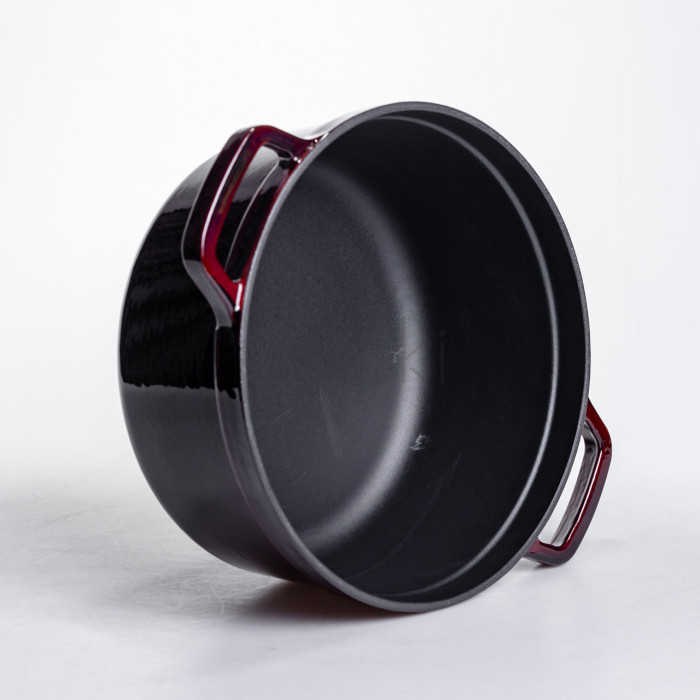 Кокотница чугунная эмалированная 4,5 л, бургунди Yiwu HP-FLG-11 burgundy Продумано до деталей 