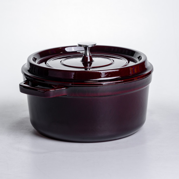 Кокотница чугунная эмалированная 4,5 л, бургунди Yiwu HP-FLG-11 burgundy Продумано до деталей 