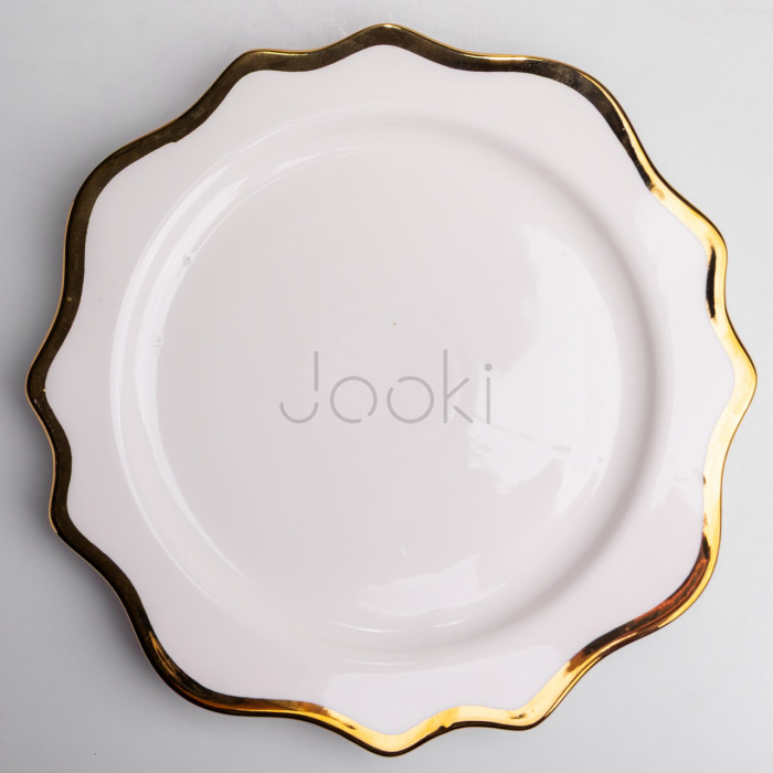 Тарелка сервировочная фарфоровая Antique White 25 см Yiwu HKPP-10 Практическое решение Jooki