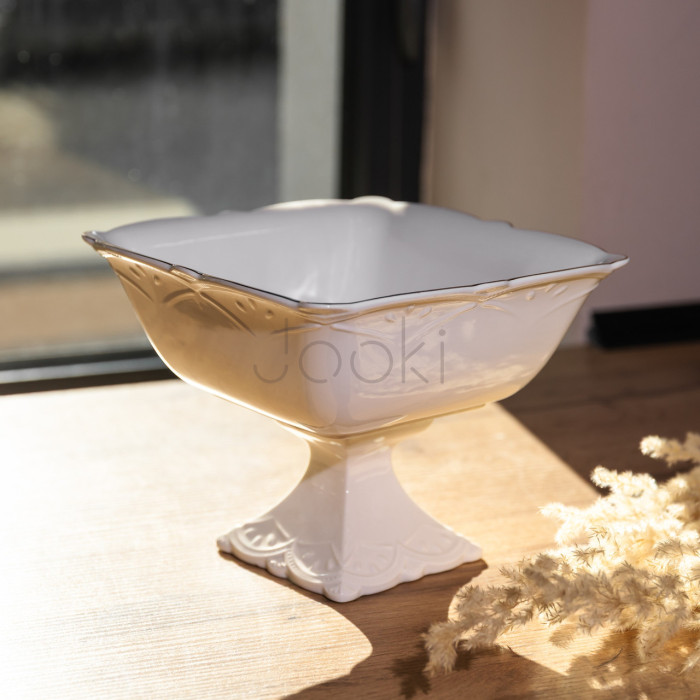 Конфетница на ножке фарфоровая Pearl 15*15 см Yiwu 120-YH-HG054 Удобство и стиль Jooki