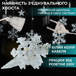 Гирлянда светодиодная штора GarlandoPro снежинка и звезда 12 фигур 3х1м гирлянда звезда Белый  Всегда под рукой 