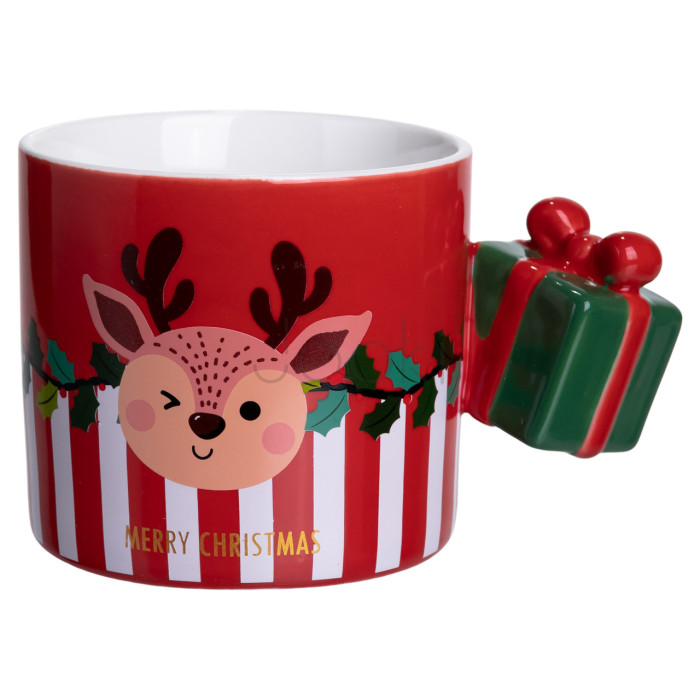 Чашка фарфоровая новогодняя Merry Christmas 400 (мл) Красная Yiwu FM-CS-49R Твой стильный выбор 
