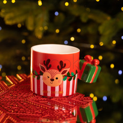 Чашка фарфоровая новогодняя Merry Christmas 400 (мл) Красная Yiwu FM-CS-49R Твой стильный выбор 