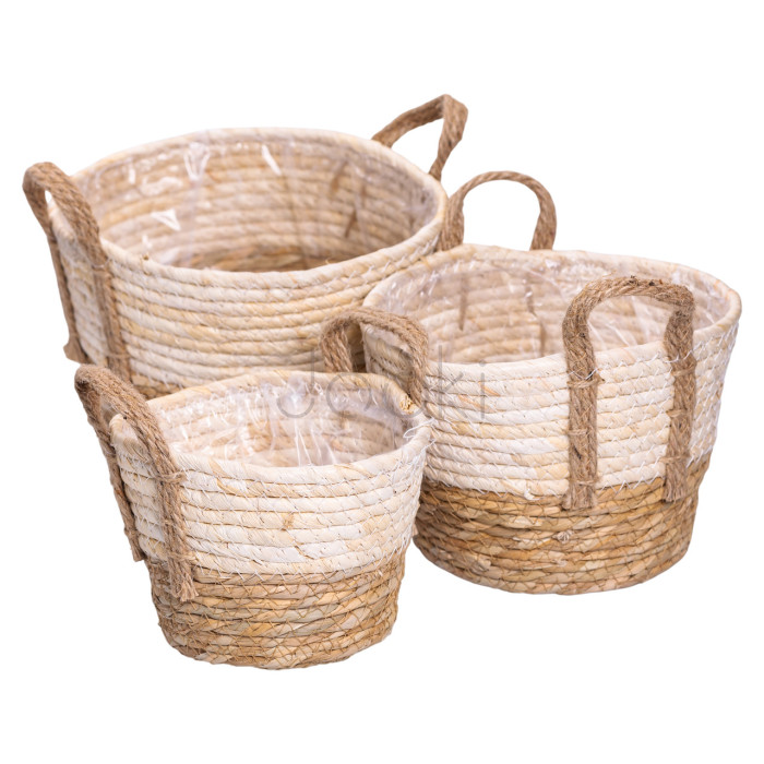 Набір кошиків для зберігання речей 3 (шт) універсальні плетені 1.5/2/3 літри Коричневий HP-41-8 Перевірена якість Jooki