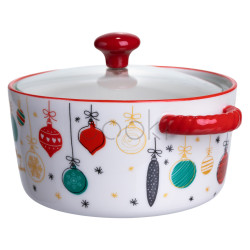 Супниця порцелянова Merry Christmas новорічна 800 (мл) з кришкою Yiwu FM-CS-9B Завжди під рукою 