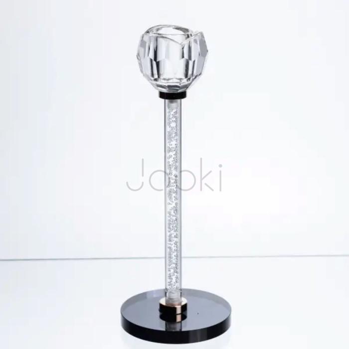 Скляний свічник Crystal Pillar 22см на стіл високий декоративний HP-7-26 Надійний вибір Jooki