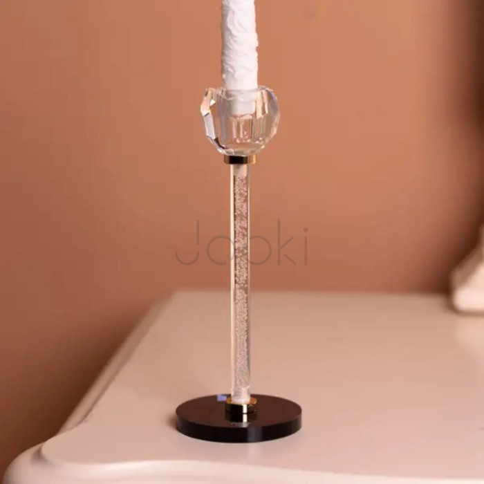 Скляний свічник Crystal Pillar 22см на стіл високий декоративний HP-7-26 Надійний вибір Jooki