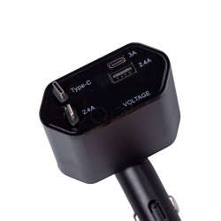 Автомобильное зарядное устройство Starry Sky с выдвижными кабелями и портами USB-A/USB-C