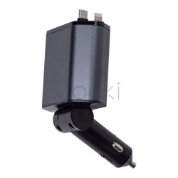 Автомобильное зарядное устройство Starry Sky с выдвижными кабелями и портами USB-A/USB-C  Всегда под рукой 