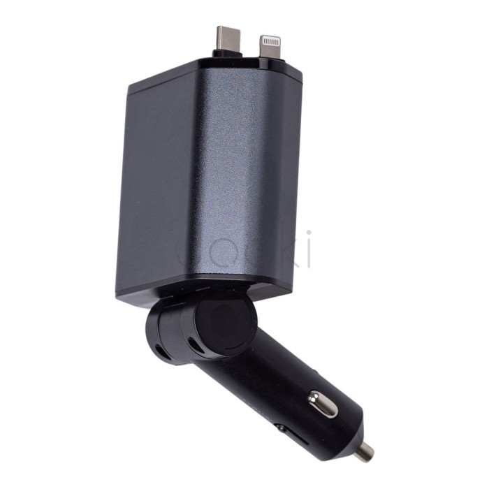 Автомобильное зарядное устройство Starry Sky с выдвижными кабелями и портами USB-A/USB-C  Всегда под рукой 