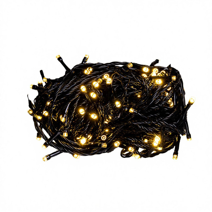 Новорічна гірлянда кімнатна нитка 22 м 220 LED чорний провід Жовтий W220LED22MBY  Jooki