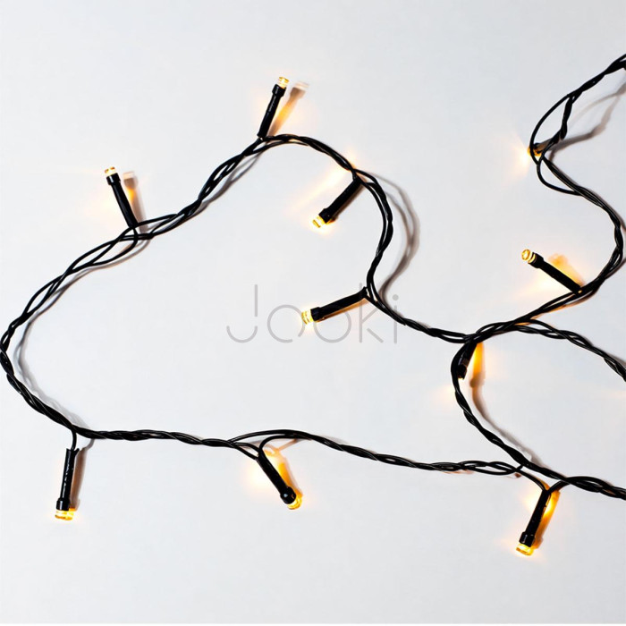 Новорічна гірлянда кімнатна нитка 22 м 220 LED чорний провід Жовтий W220LED22MBY  Jooki