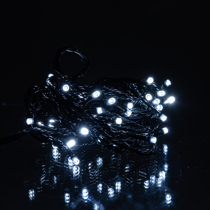 Новогодняя комнатная гирлянда нить 6 м 50 LED черный провод Белый W50LED6MBW  Jooki