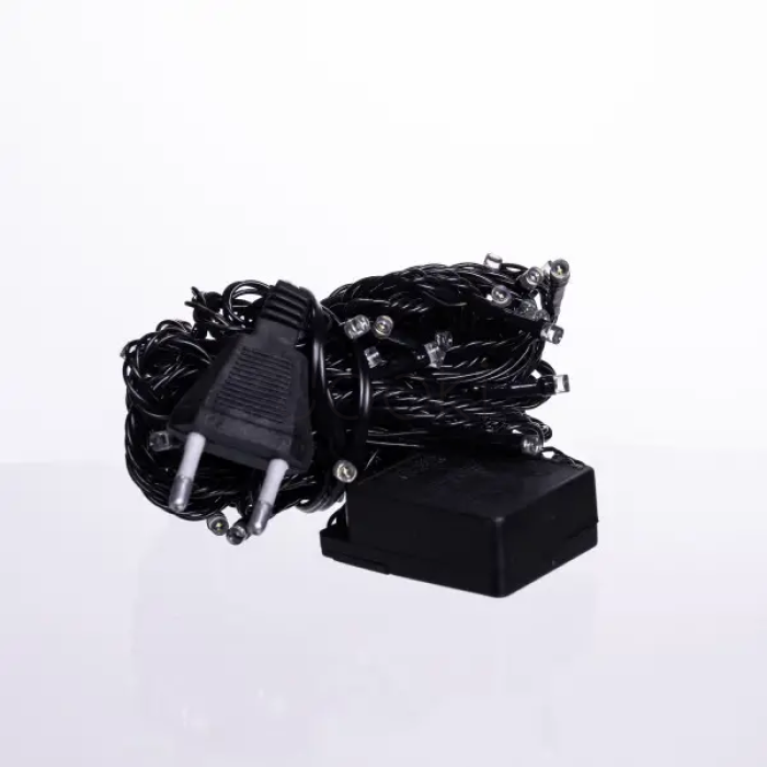Новогодняя комнатная гирлянда нить 6 м 50 LED черный провод Белый W50LED6MBW  Jooki