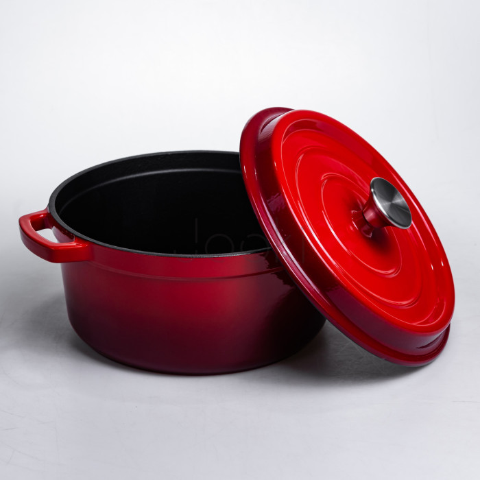 Кокотница чугунная эмалированная 4,5 л, красный Yiwu HP-FLG-4 RED Функциональность Jooki