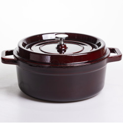 Кокотница чугунная эмалированная 6,5 л, бургунди Yiwu HP-FLG-12 burgundy