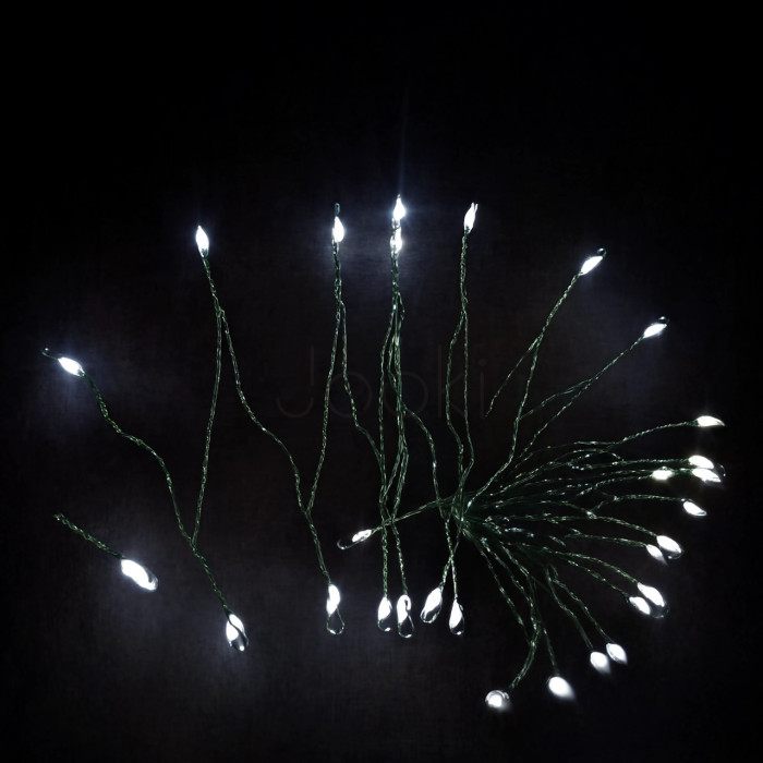Гирлянда Конский хвост Мишура 640 LED 16 нитей 2 м зеленая, белый GarlandoPro D640L2MGW  Jooki