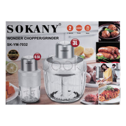 Чопер подрібнювач Sokany SKYM7032W 2в1 з чашами 0.5 і 1.5 л 800 Вт Білий  Jooki