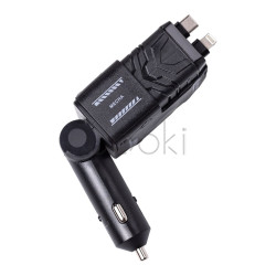 Автомобильное зарядное устройство MECHA с выдвижными кабелями и портами USB/Type-C Черный Проверенное качество Jooki