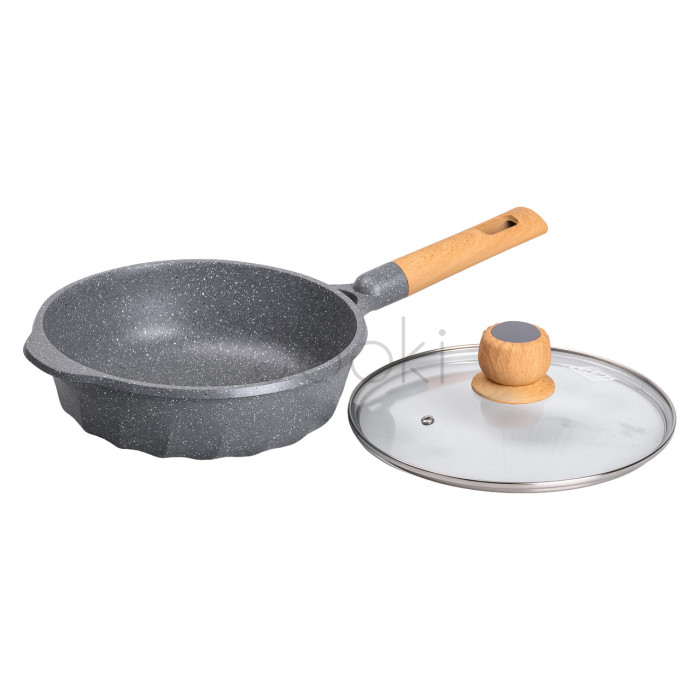 Алюминиевый сотейник 2,7 л с мраморным антипригарным покрытием Ø 24 см сотейник с толстым дном MGC серый Надежный выбор Jooki
