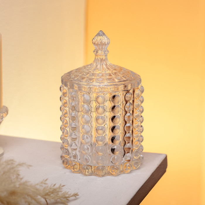 Сахарница стеклянная с крышкой Ø7.5 см ваза сахарница круглая Проверенное качество Jooki