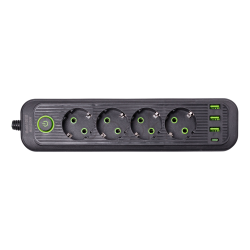 Мережевий фільтр 4.35 м подовжувач на 4 розетки з 3 USB 1 Type-C та кнопкою відключення HP-5-14 Твій стильний вибір 