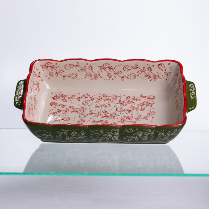 Форма для запекания Vintage 28×17×5 (см) прямоугольная форма для выпекания в духовке с ручками Зеленая HM05-10 Для комфорта каждый день 
