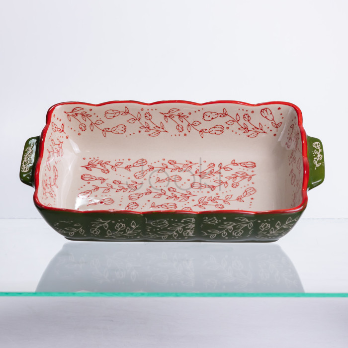Форма для запекания Vintage 28×17×5 (см) прямоугольная форма для выпекания в духовке с ручками Зеленая HM05-10 Для комфорта каждый день 