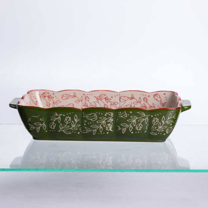 Форма для запекания Vintage 28×17×5 (см) прямоугольная форма для выпекания в духовке с ручками Зеленая HM05-10 Для комфорта каждый день 