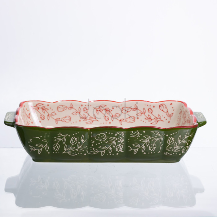 Форма для запекания Vintage 28×17×5 (см) прямоугольная форма для выпекания в духовке с ручками Зеленая HM05-10 Для комфорта каждый день 